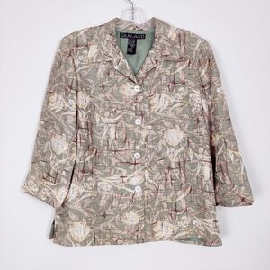 Women's Silkland Floral Print 3/4 Sleeve Silk Blouse, Size 6